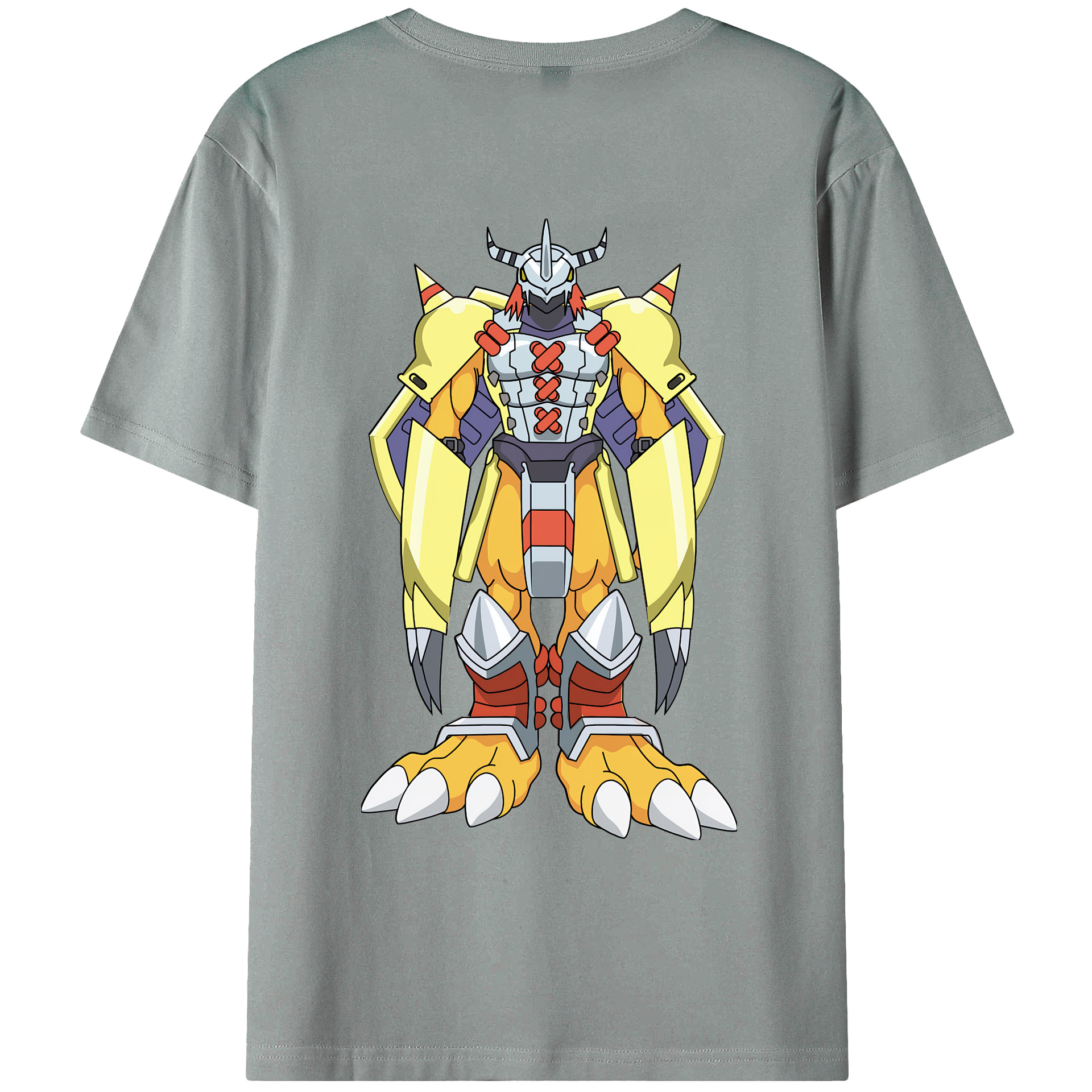 （画像用） Digimon デジタルモンスター/デジモン 綿100％ メンズ半袖Tシャツ（バックプリント） 通気性